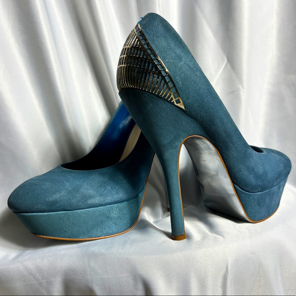 H by Halston Blue Suede Shoes